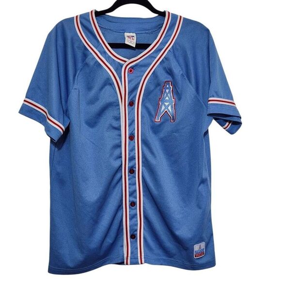 Rare vintage Tennessee Oilers jersey ten 60 blue red NFL Houston size medium - Picture 1 of 6